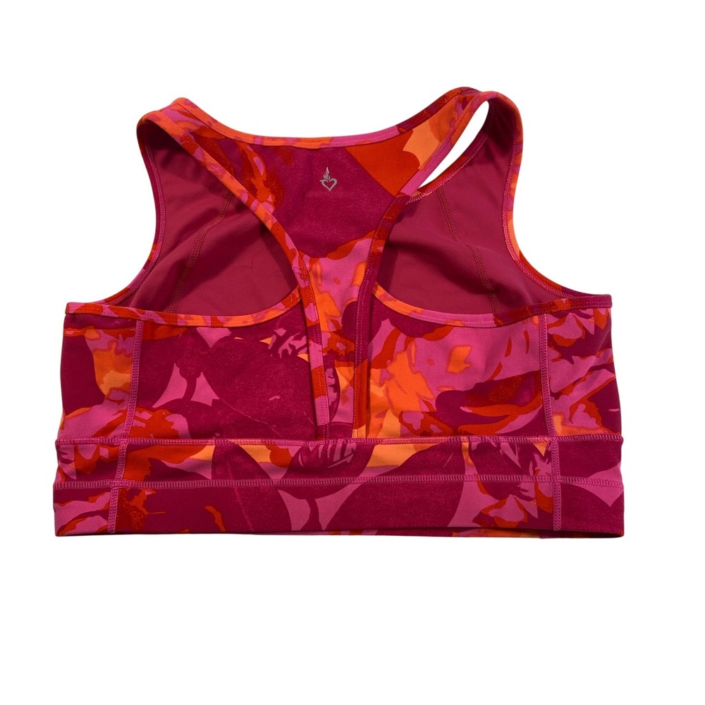 Torrid Active Sports Bra Size 1 Pink Orange Floral Racerback - Picture 9 of 10
